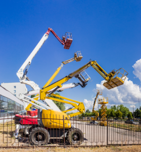 Four Boom lifts on display