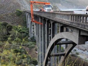 Bridge Inspection Carried out on Bridge by Yellow Inspection Unit