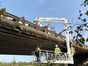 Bridge inspection maintenance carried out by 2 workmen onboard a Aspen a 30