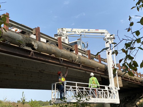 Bridge inspection maintenance carried out by 2 workmen onboard a Aspen a 30